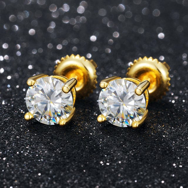 0.1-1 CT Moissanite Sterling Silver/ Gold/ Rose Gold Stud Earrings - Image 3