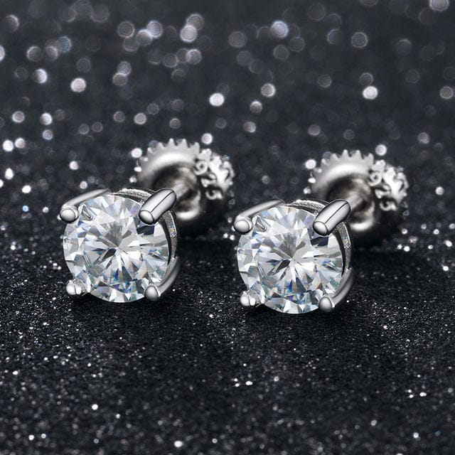 0.1-1 CT Moissanite Sterling Silver/ Gold/ Rose Gold Stud Earrings - Image 9