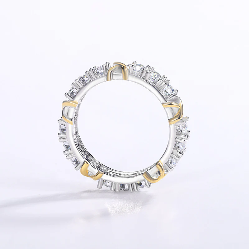 1.5CT Two-tone Moissanite White Diamond Stone Eternity Promise Ring - Image 2