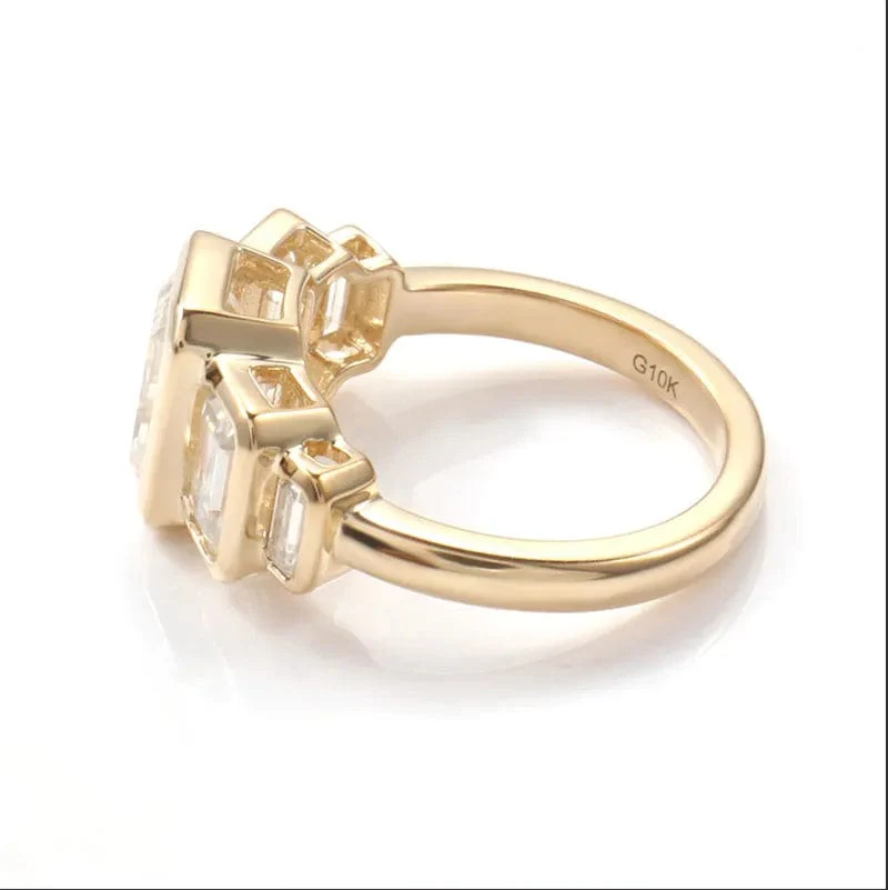 10K Gold Emerald Cut 2CT Moissanite Engagement Ring - Image 3