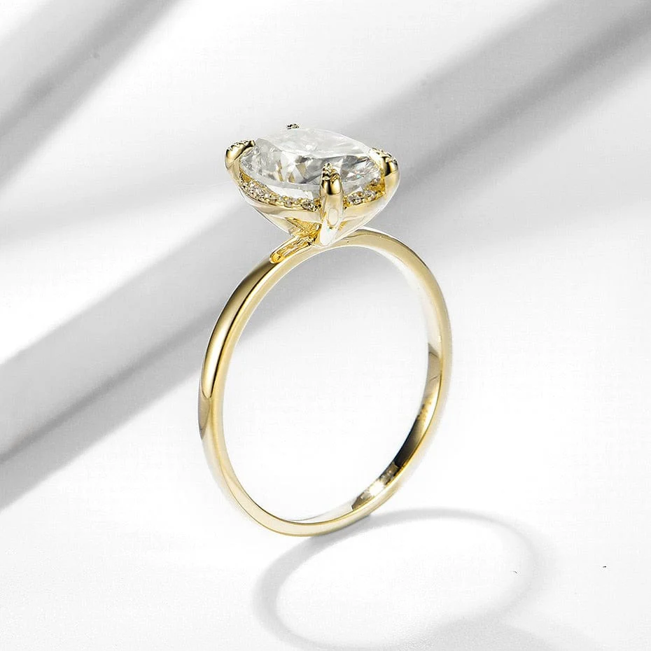 10K or 14K Solid Gold D Color Clarity VVS Oval Moissanite Engagement Ring - Image 5