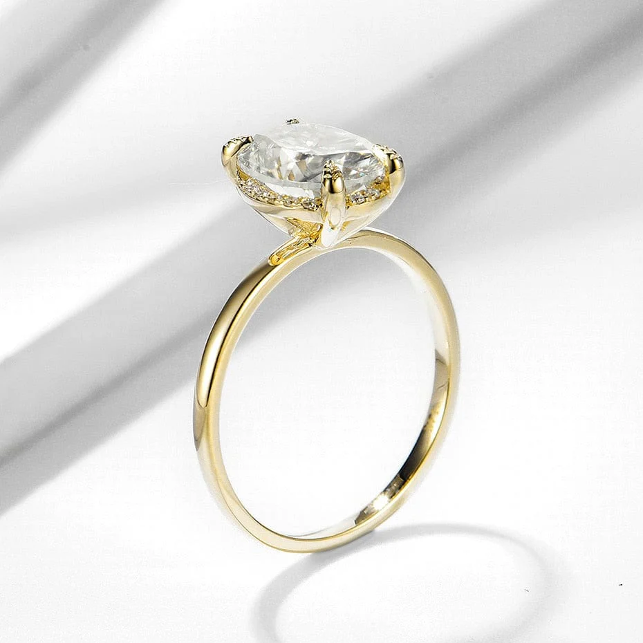 10K or 14K Solid Gold D Color Clarity VVS Oval Moissanite Engagement Ring - Image 8