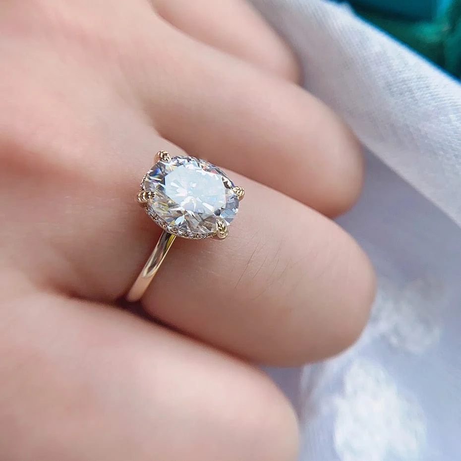 10K or 14K Solid Gold D Color Clarity VVS Oval Moissanite Engagement Ring - Image 9