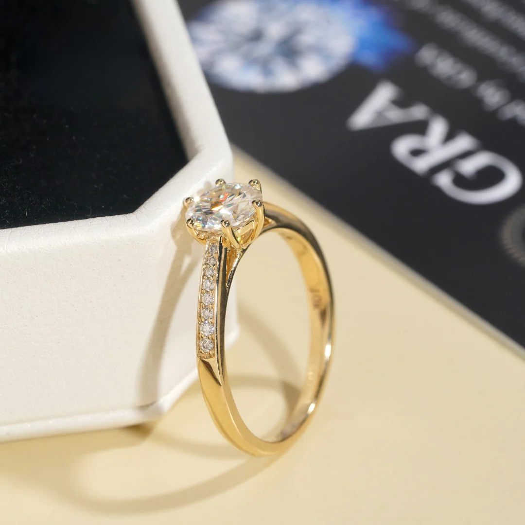 10K Solid Gold 1CT Moissanite Infinity Engagement Ring - Image 3