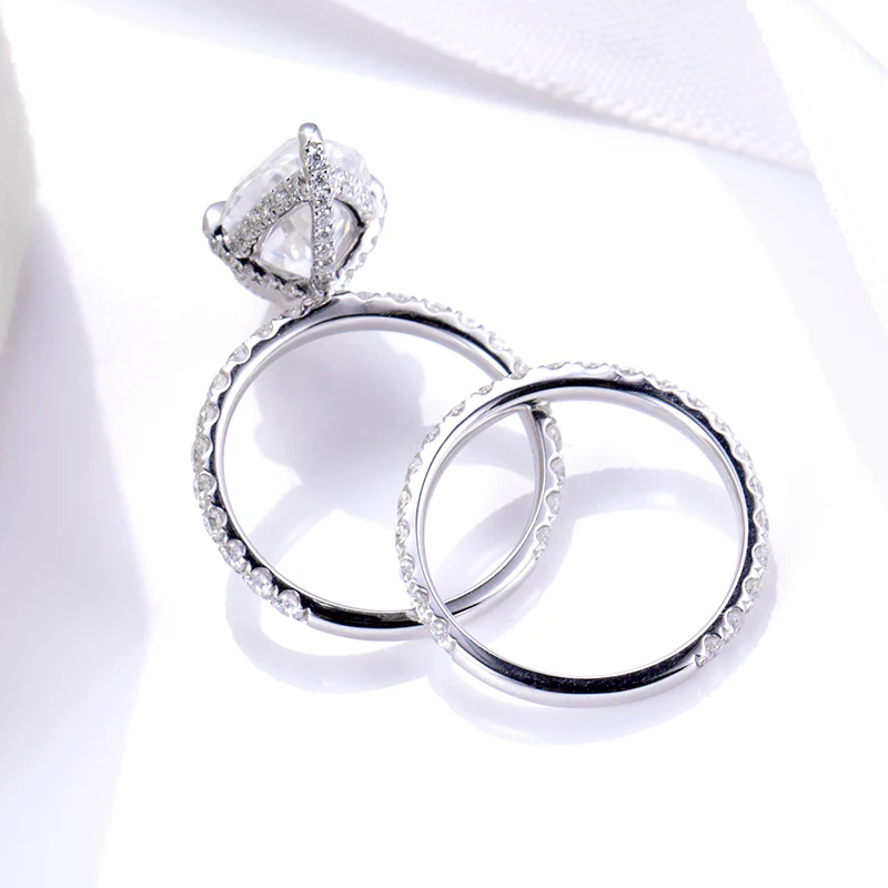 10K Solid Gold Selena Marquise Cut Moissanite Engagement Ring Set - Image 6