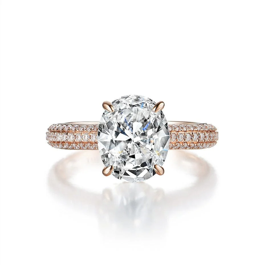 10K Solid Rose Gold 5CT VVS Moissanite Engagement Ring - Image 6