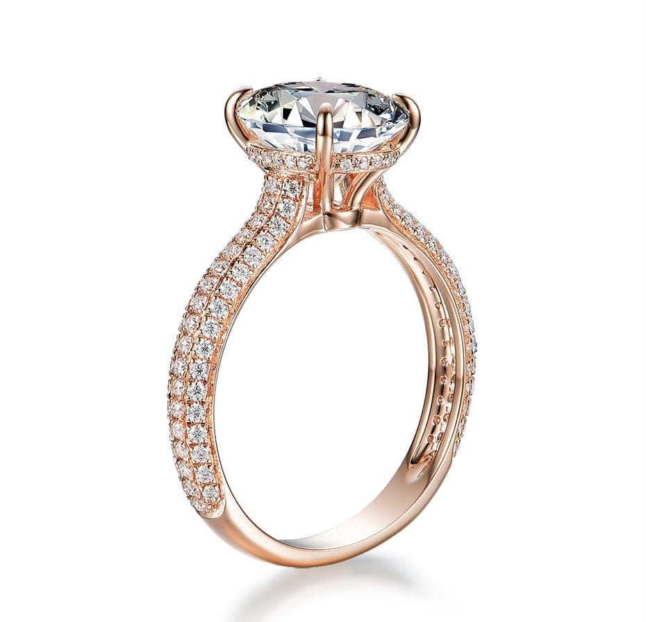 10K Solid Rose Gold 5CT VVS Moissanite Engagement Ring - Image 7