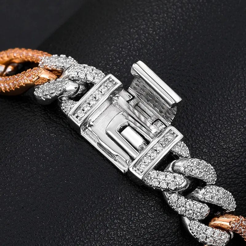 10mm S925 VVS Moissanite Two-tone Cuban Link Bracelet - Image 3