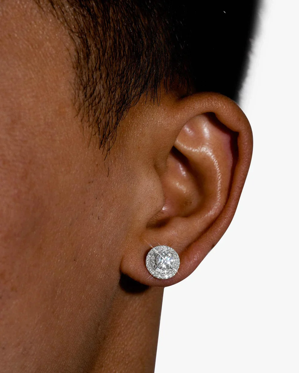 11MM Double Halo VVS Moissanite Stud Earrings - Image 4