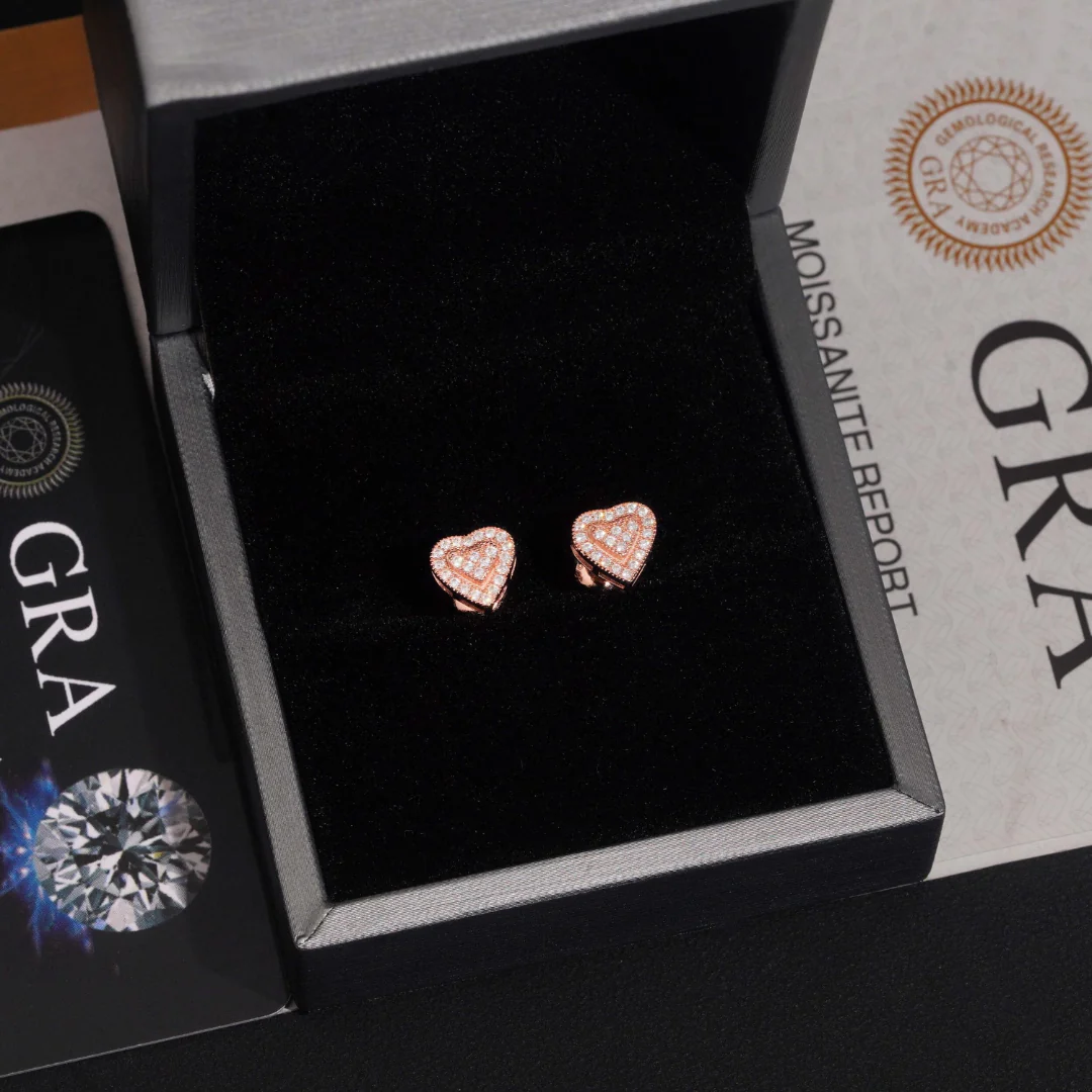 8MM Heart VVS Moissanite Stud Earrings - Image 6