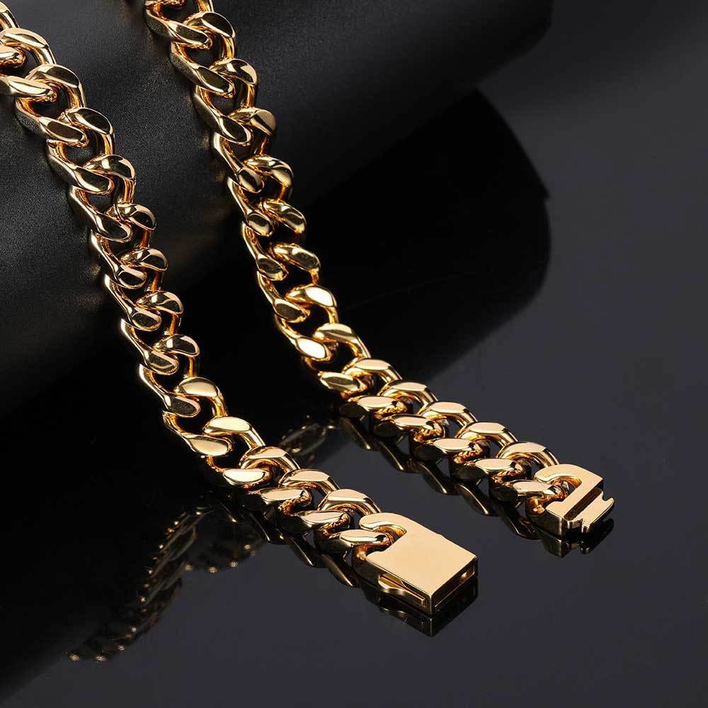 12mm 316L Stainless Steel Hollow Cuban Chain + Free Cuban Bracelet