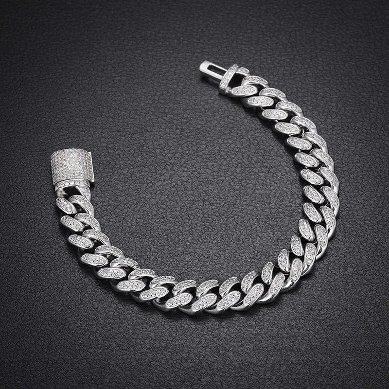 12mm 925 Sterling Silver VVS Moissanite Cuban Bracelet - Image 5