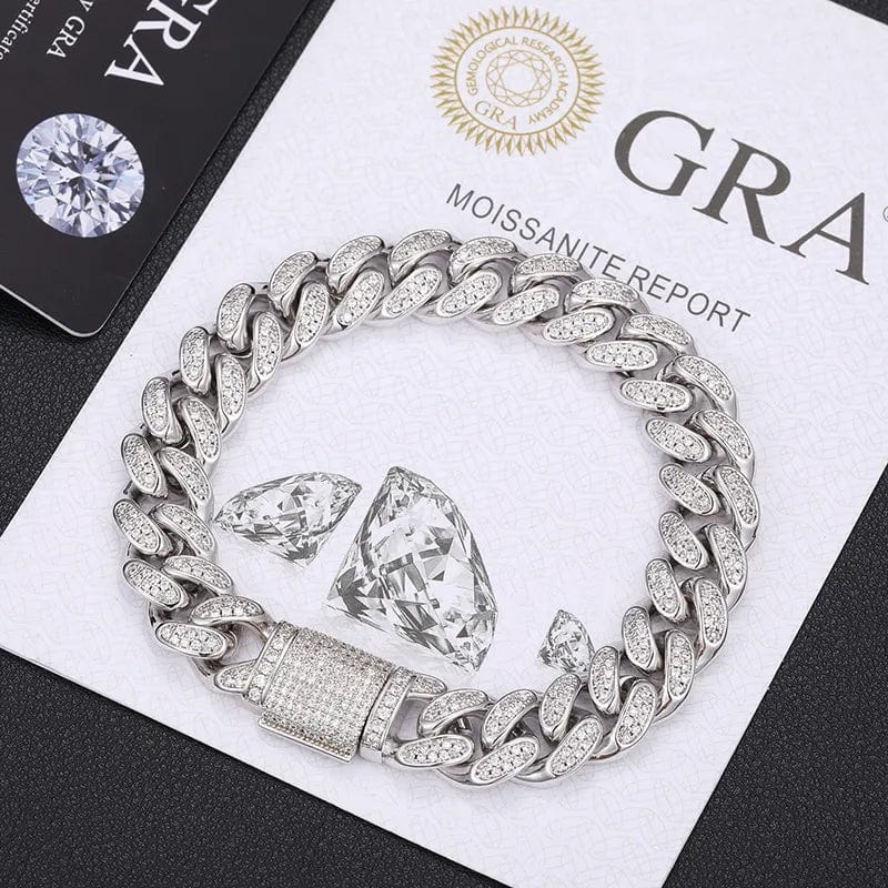12mm 925 Sterling Silver VVS Moissanite Cuban Bracelet - Image 7