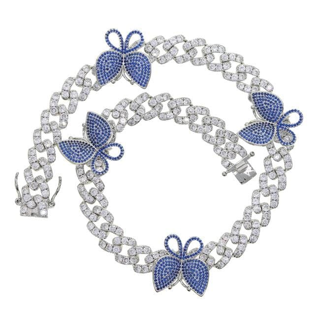 12MM Miami cuban link chain pink butterfly choker - Image 2