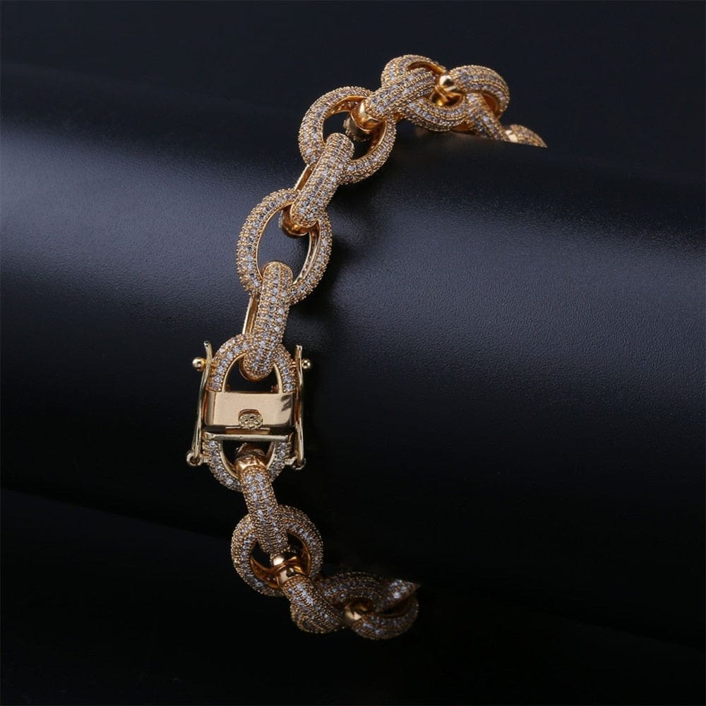 12mm Micro Pave Iced Out Rolo Chain Bracelet - Image 4