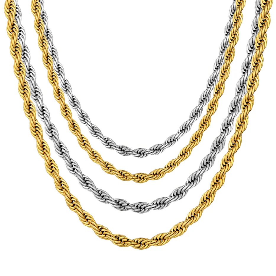 14k Gold 316L Stainless Steel Rope Chain - Image 16