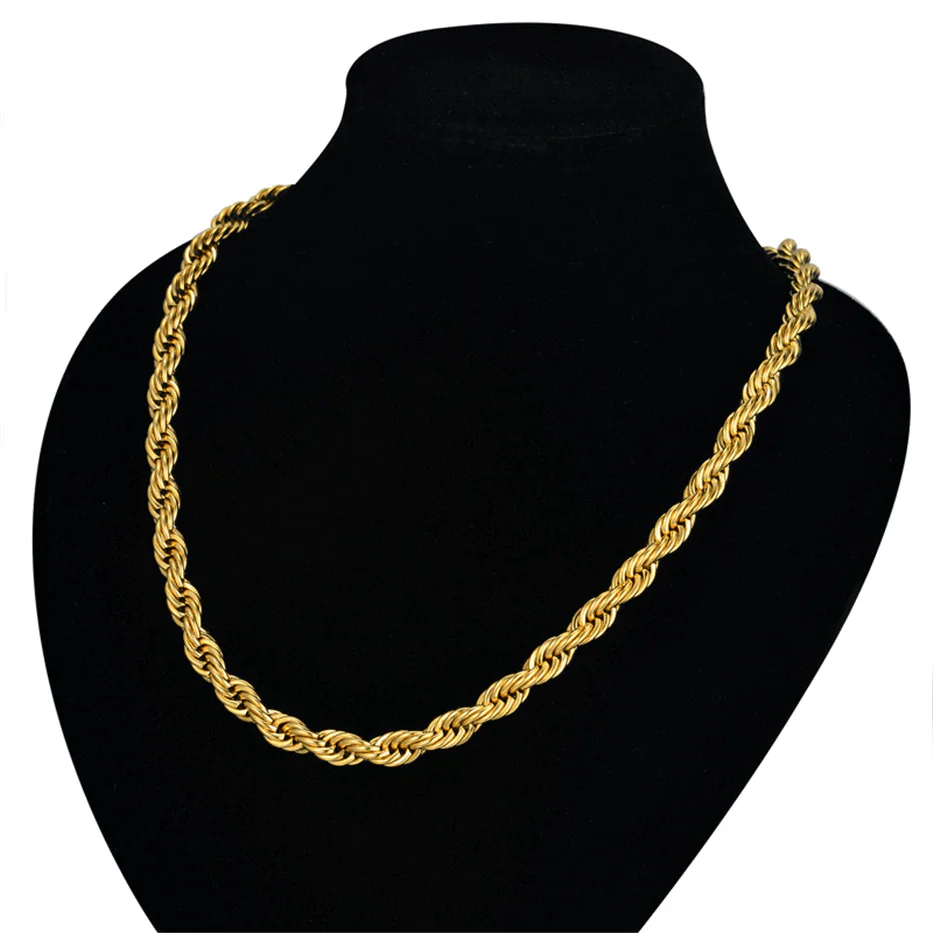 14k Gold 316L Stainless Steel Rope Chain - Image 17