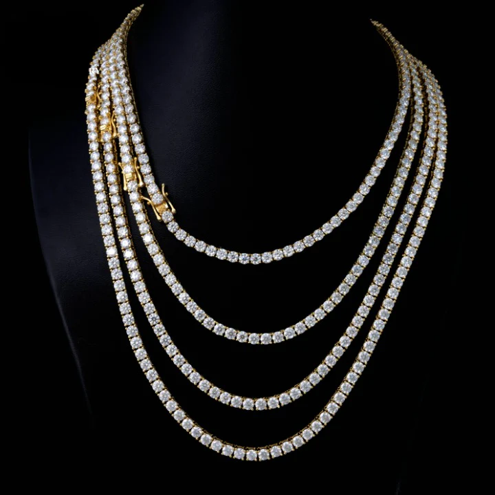 VVS Jewelry Moissanite Tennis Chain | 14K Gold & 925 Sterling Silver | Sparkling Luxury for Men & Women - Image 3