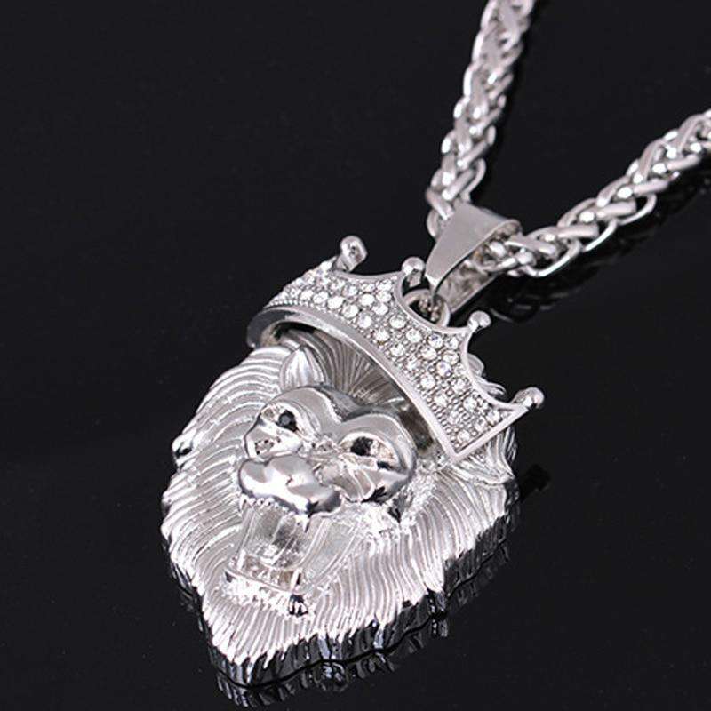 14k Gold Plated Fluorescent Lion Head Pendant Necklace - Image 5