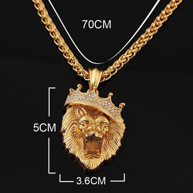 14k Gold Plated Fluorescent Lion Head Pendant Necklace - Image 6