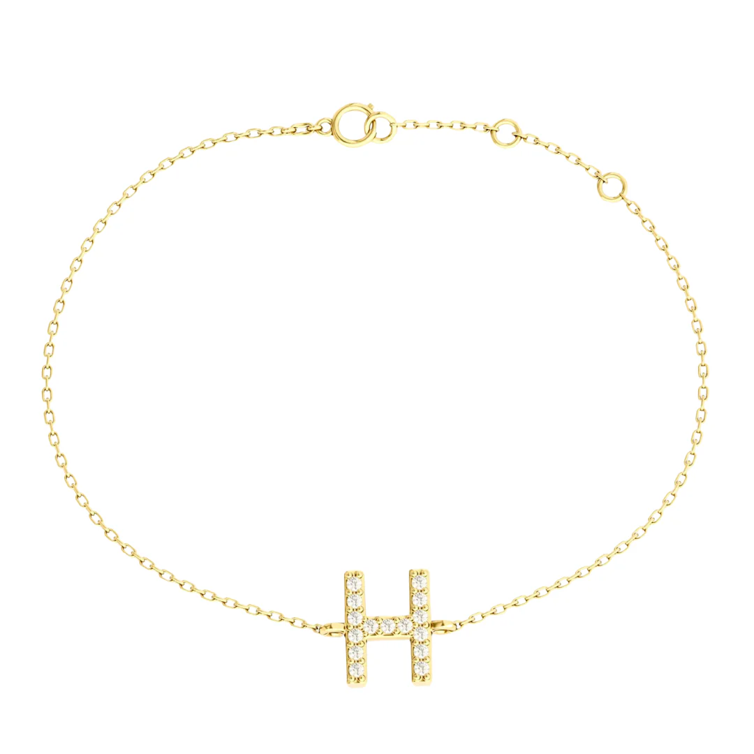 14K Solid Gold Custom Letter Initial Bracelet - Image 3