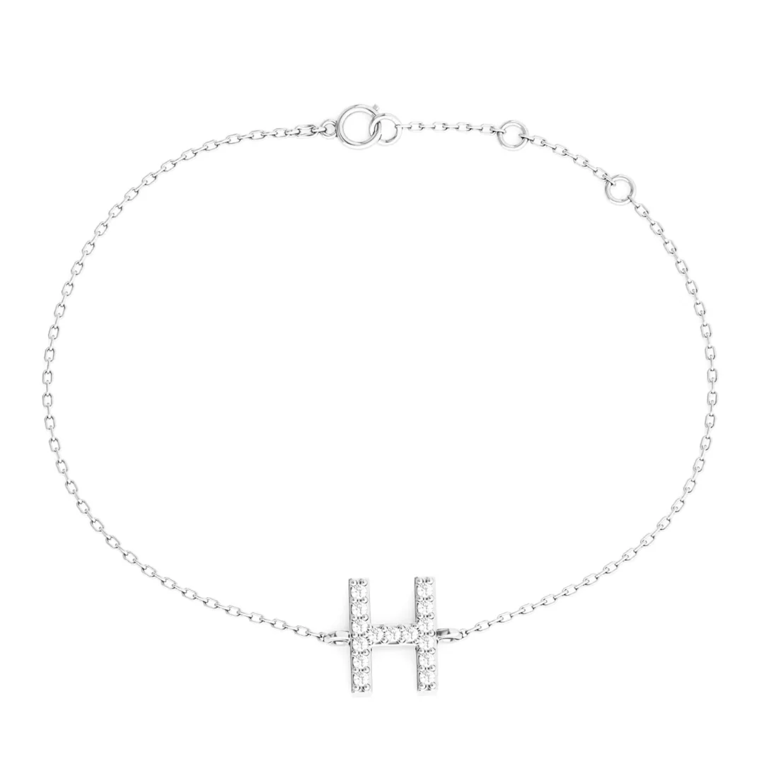 14K Solid Gold Custom Letter Initial Bracelet - Image 5
