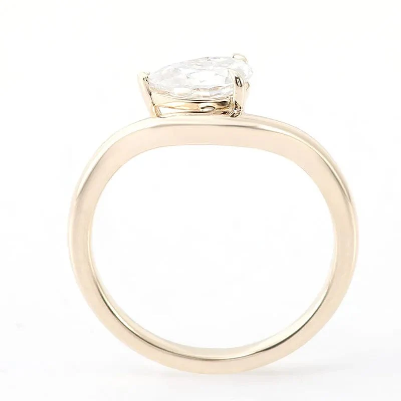 14K Solid Yellow Gold Moissanite Engagement Ring - Image 3