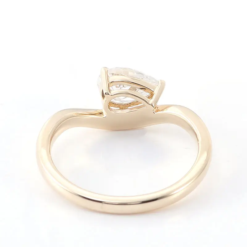 14K Solid Yellow Gold Moissanite Engagement Ring - Image 5