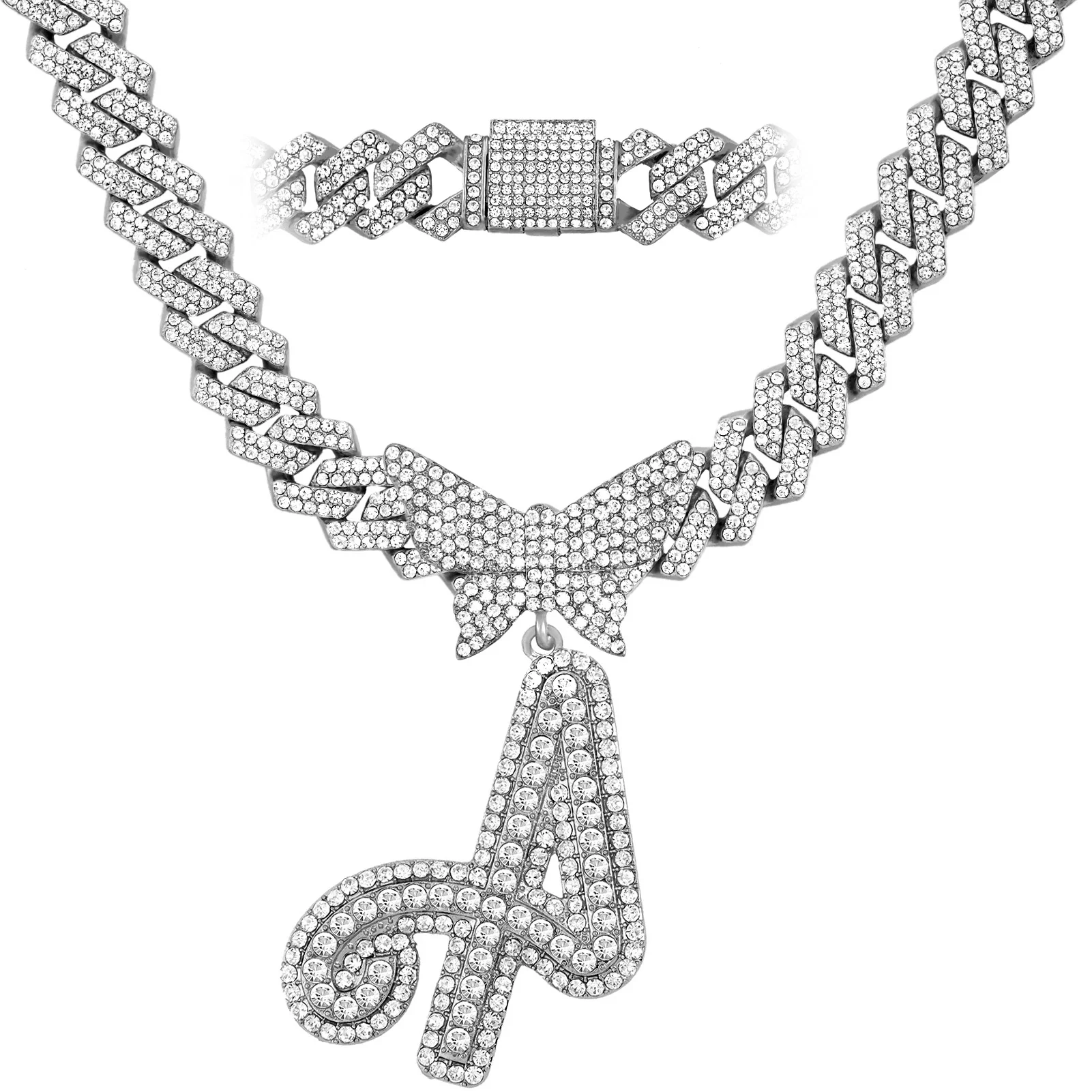 14MM Custom Initial Letter Cuban Butterfly Pendant Necklace - Image 10