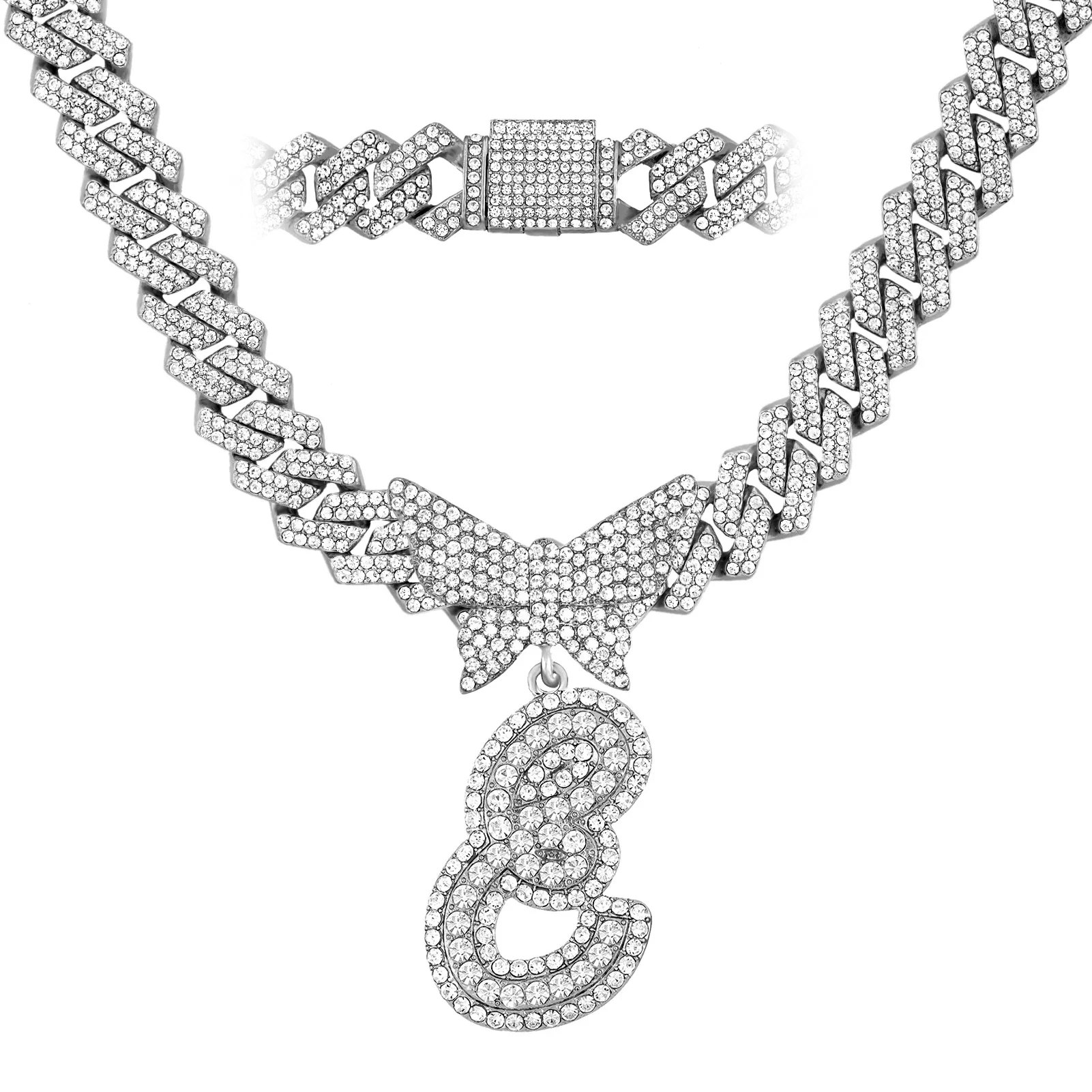 14MM Custom Initial Letter Cuban Butterfly Pendant Necklace - Image 20