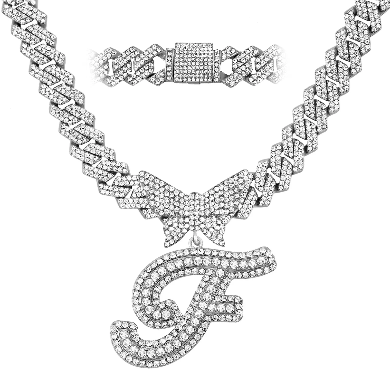 14MM Custom Initial Letter Cuban Butterfly Pendant Necklace - Image 21
