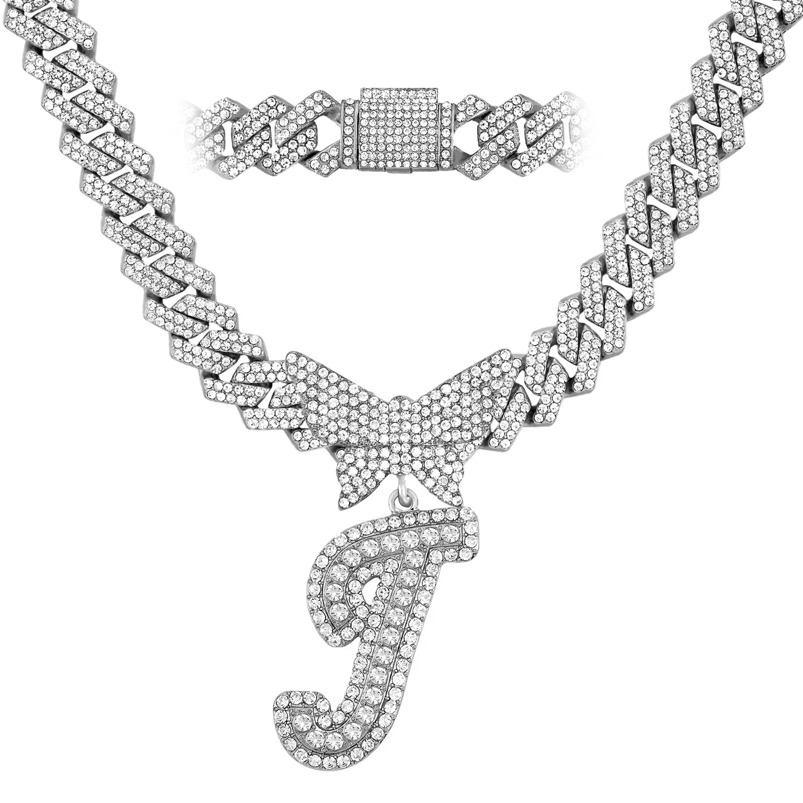 14MM Custom Initial Letter Cuban Butterfly Pendant Necklace - Image 24