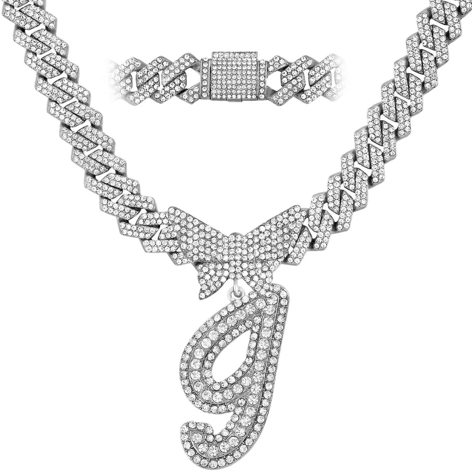 14MM Custom Initial Letter Cuban Butterfly Pendant Necklace - Image 25