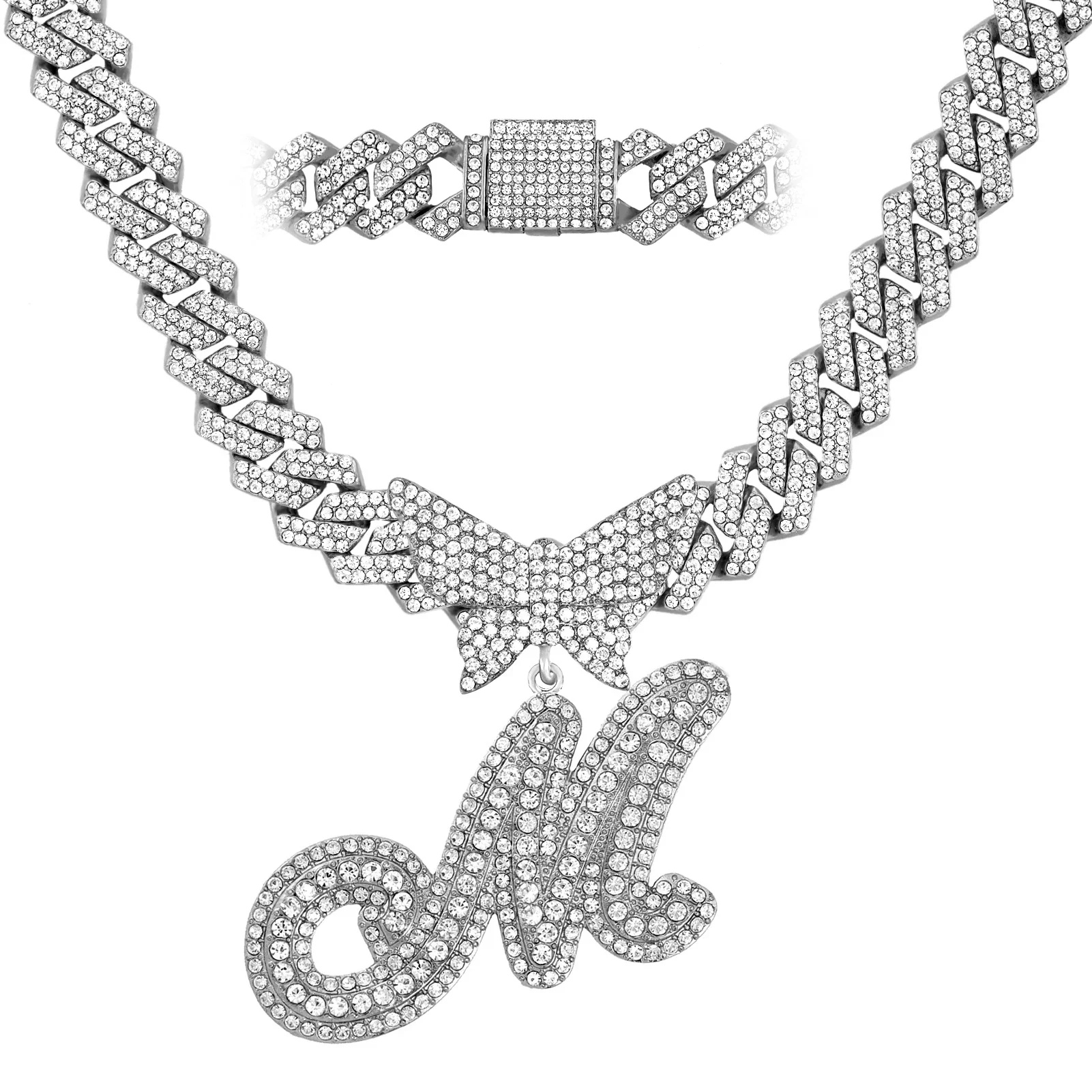 14MM Custom Initial Letter Cuban Butterfly Pendant Necklace - Image 28