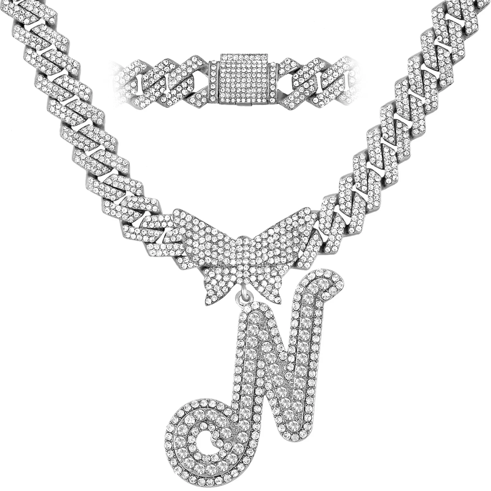 14MM Custom Initial Letter Cuban Butterfly Pendant Necklace - Image 29