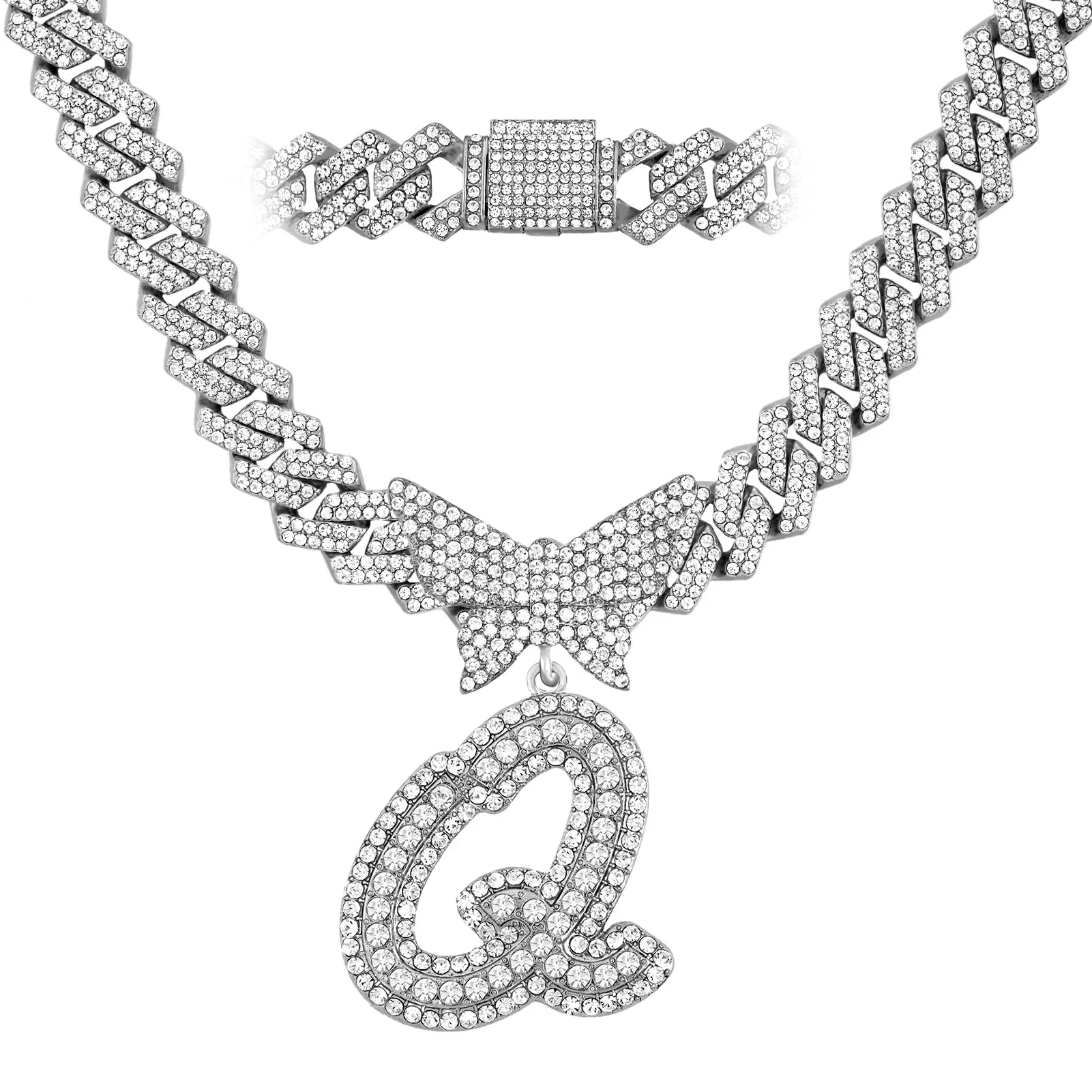 14MM Custom Initial Letter Cuban Butterfly Pendant Necklace - Image 32