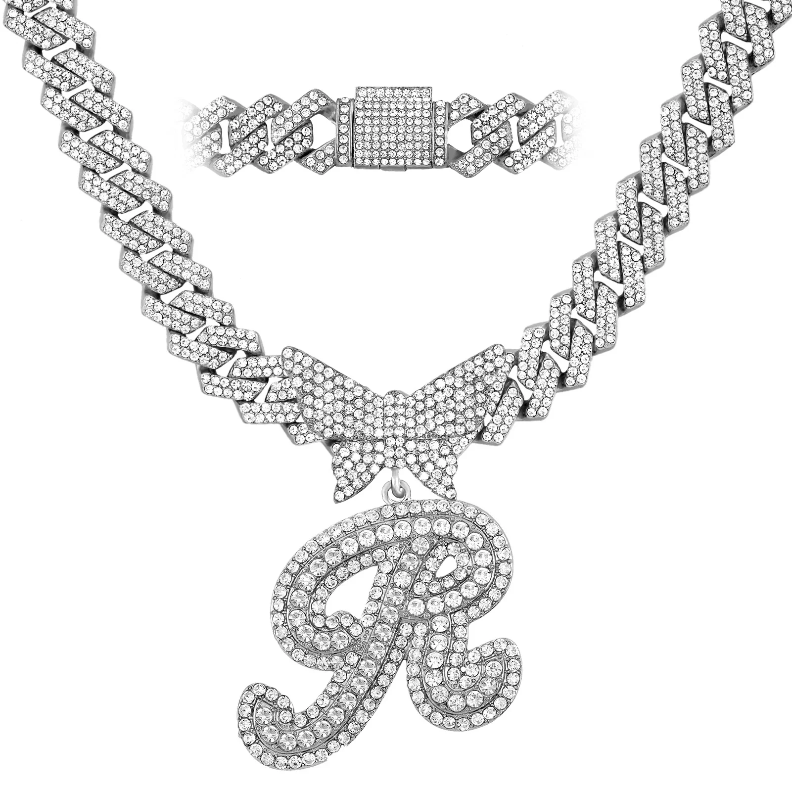 14MM Custom Initial Letter Cuban Butterfly Pendant Necklace - Image 33
