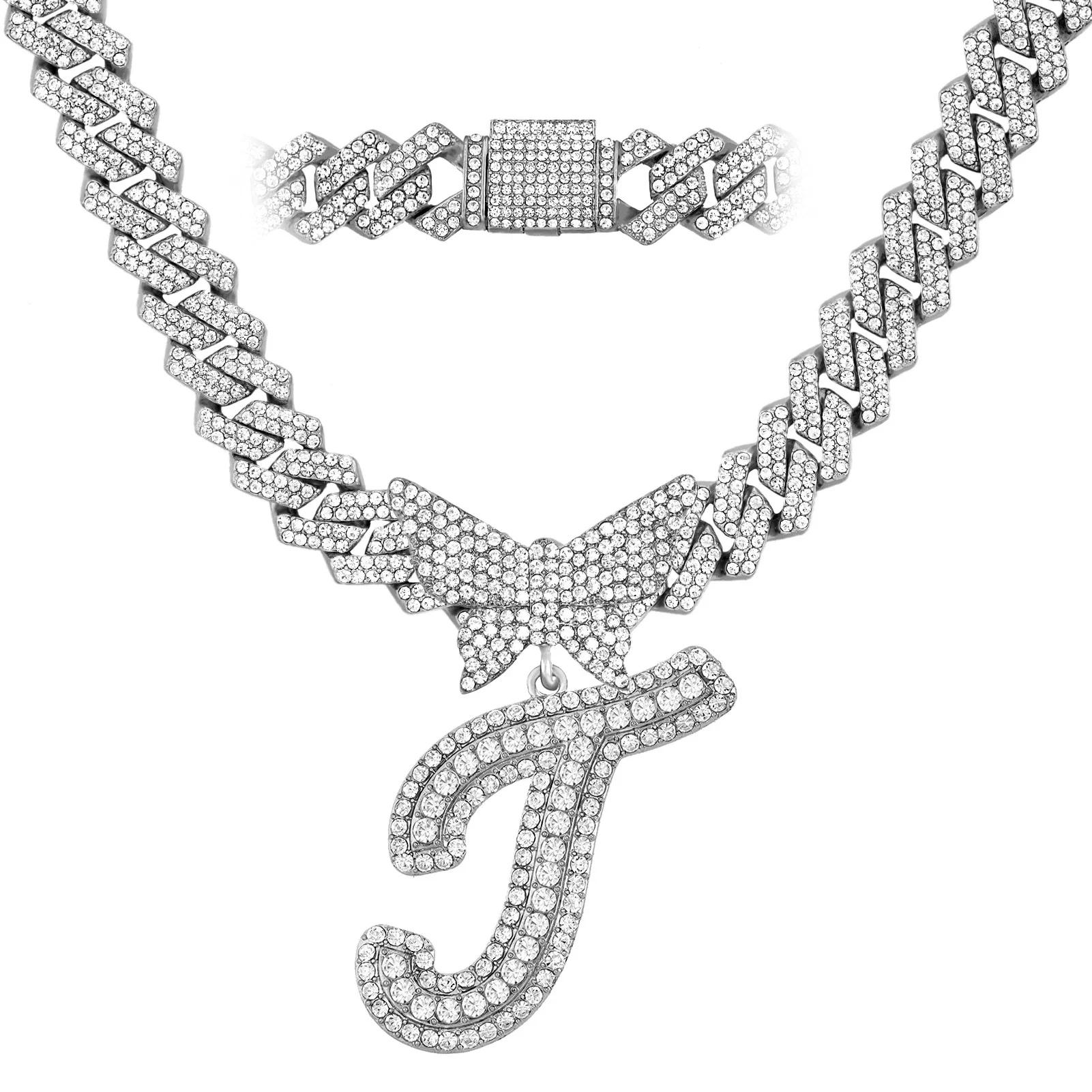 14MM Custom Initial Letter Cuban Butterfly Pendant Necklace - Image 35