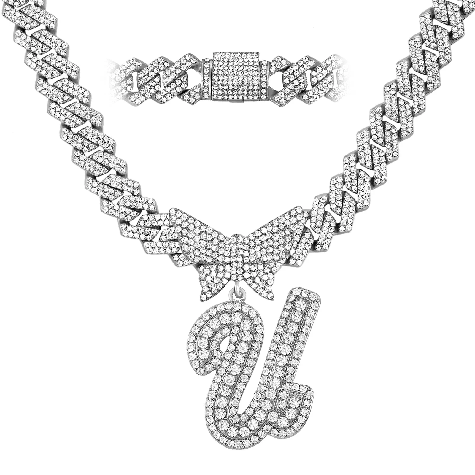 14MM Custom Initial Letter Cuban Butterfly Pendant Necklace - Image 36