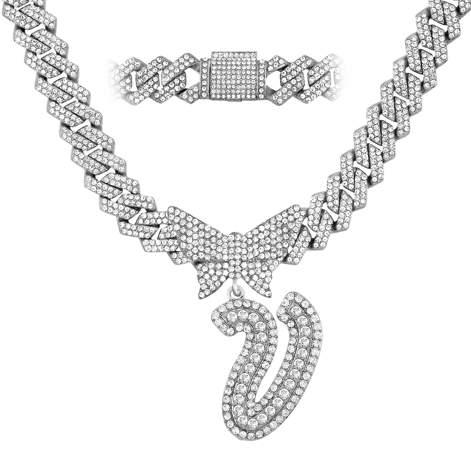14MM Custom Initial Letter Cuban Butterfly Pendant Necklace - Image 37