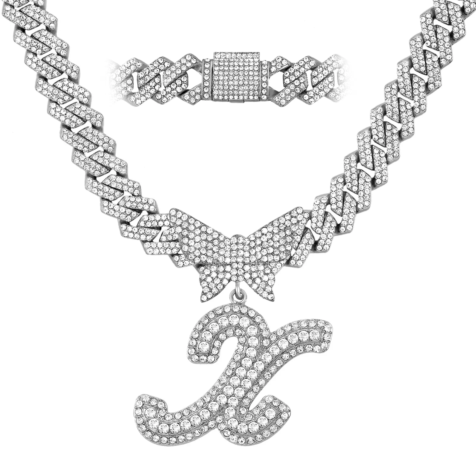 14MM Custom Initial Letter Cuban Butterfly Pendant Necklace - Image 39