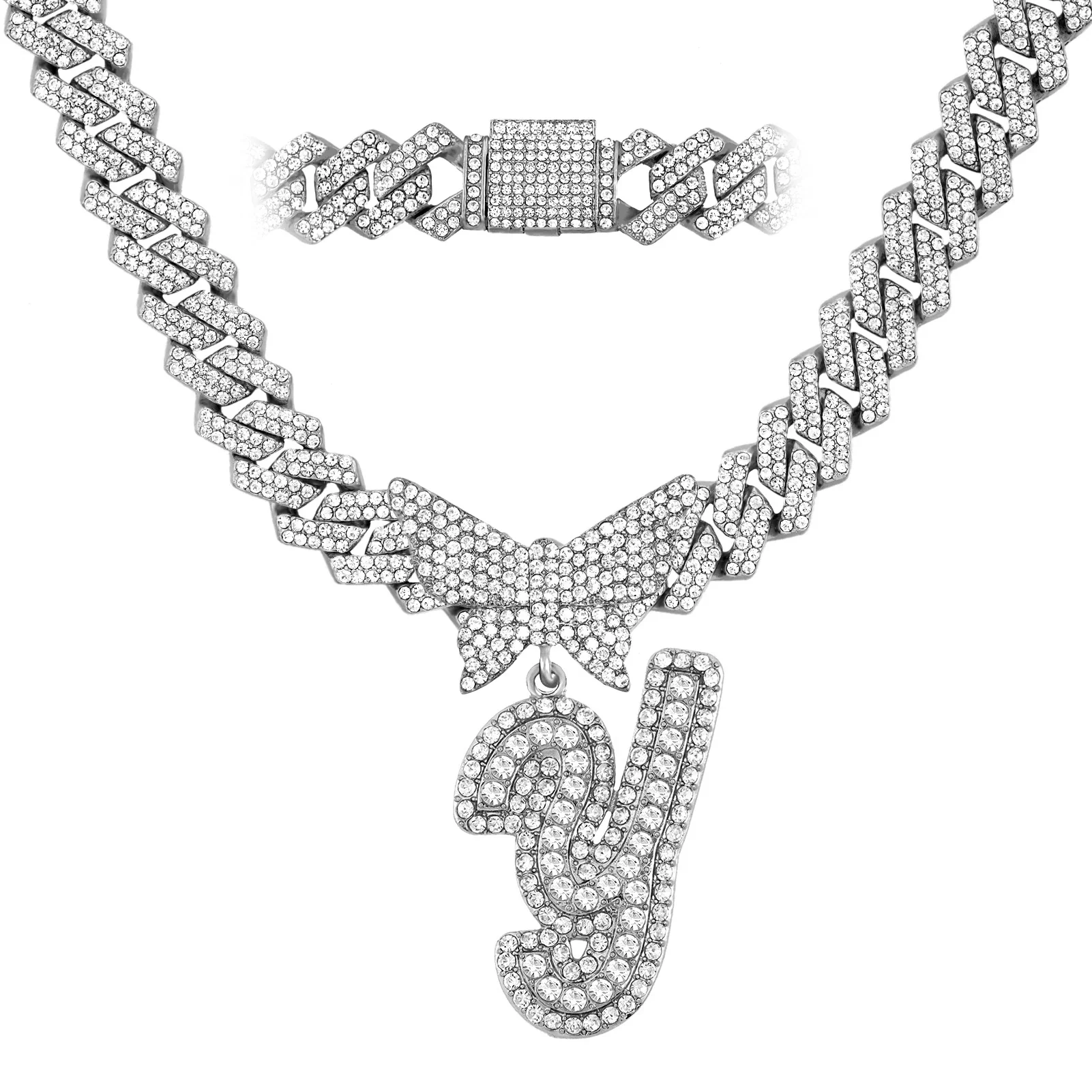 14MM Custom Initial Letter Cuban Butterfly Pendant Necklace - Image 40