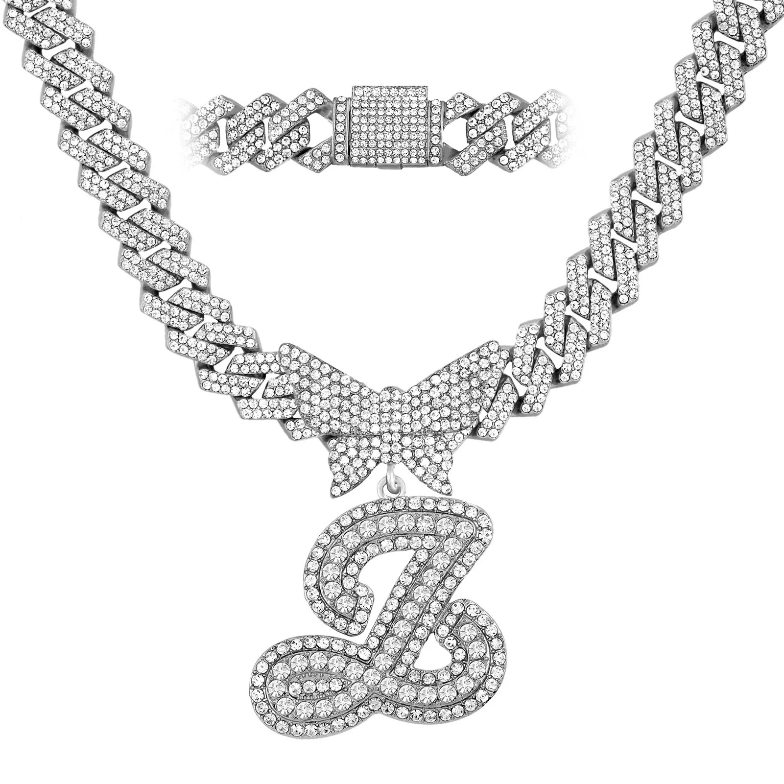 14MM Custom Initial Letter Cuban Butterfly Pendant Necklace - Image 41