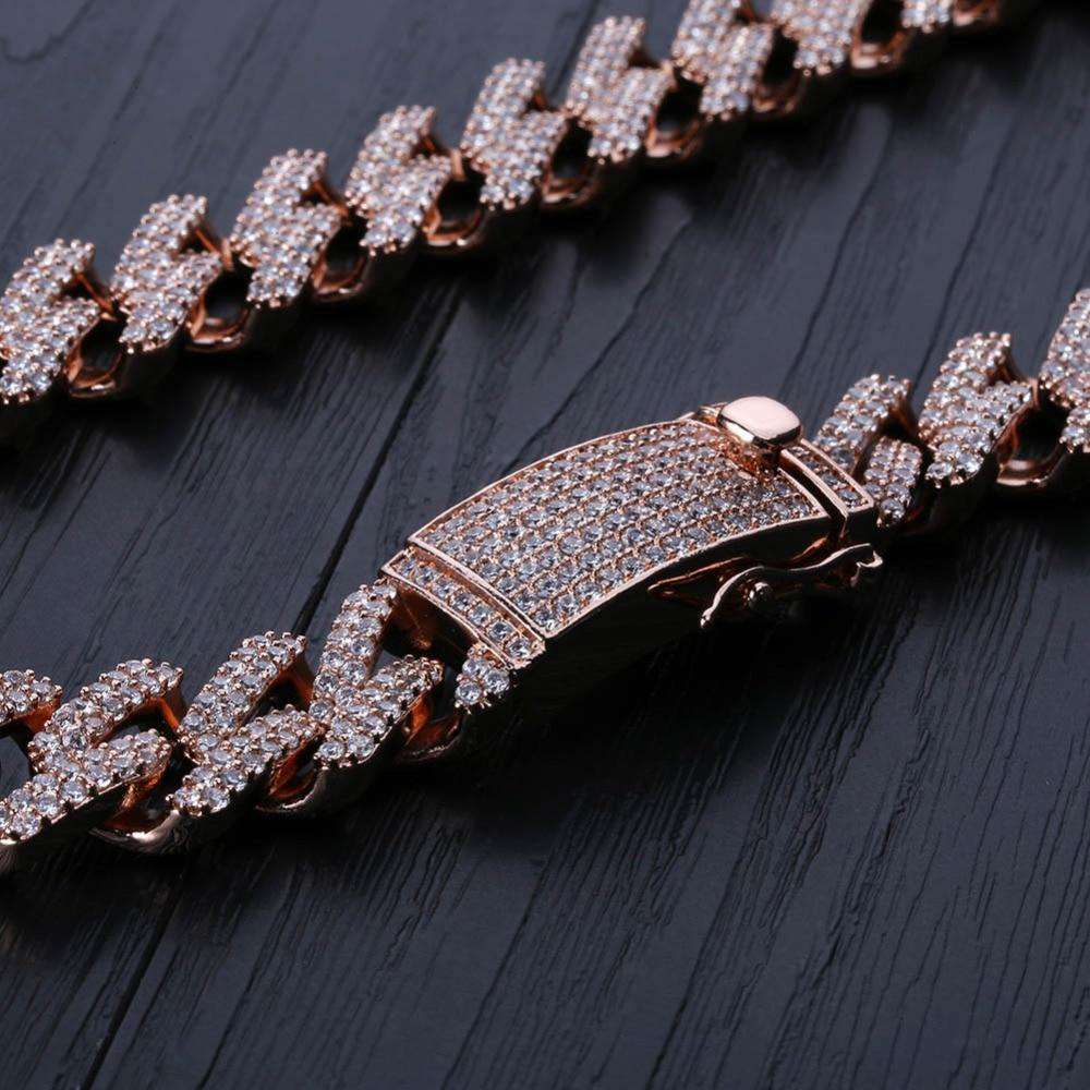 Diamond - 14mm Diamond Prong Cuban Chain AAA Quality - Image 4