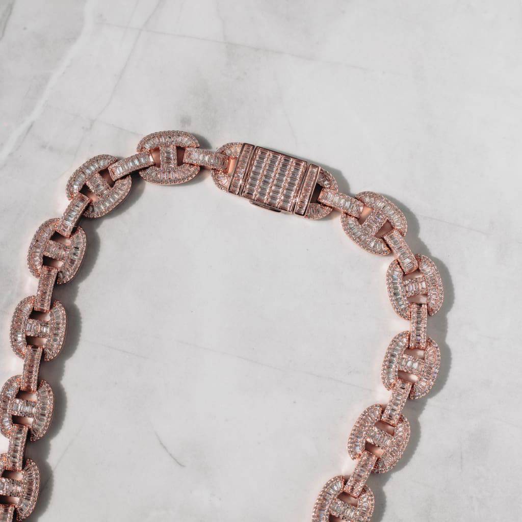 VVS Jewelry Rose Gold15mm Moissanite Mariner Link Chain - Image 3