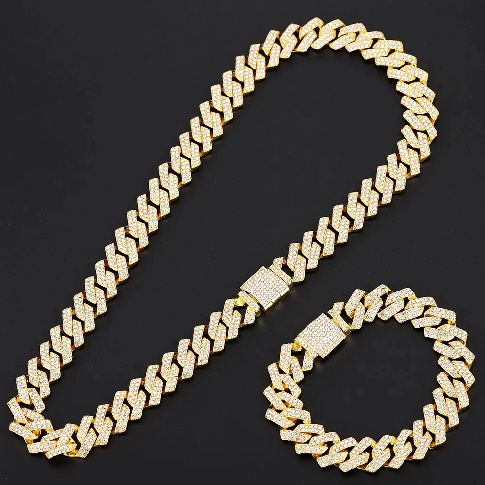 16mm Cuban Link Chain, Cross Watch & Bracelet Bundle Set - Image 4