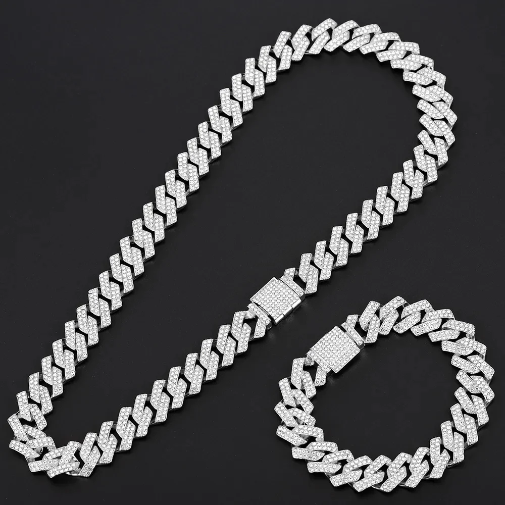 16mm Cuban Link Chain, Cross Watch & Bracelet Bundle Set - Image 5