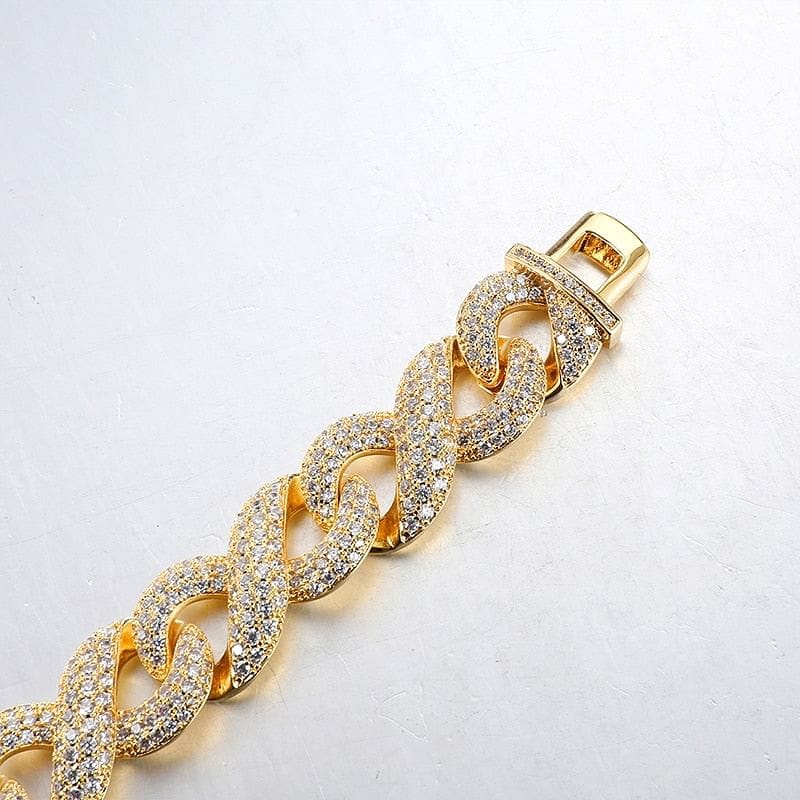 16mm Gold Infinity Prong Cuban Chain plus FREE Bracelet - Image 5