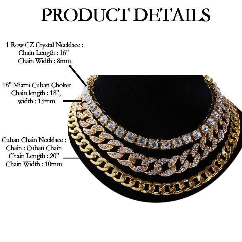 Gold Cuban + Tennis + Cuban Link Choker Set - Image 6