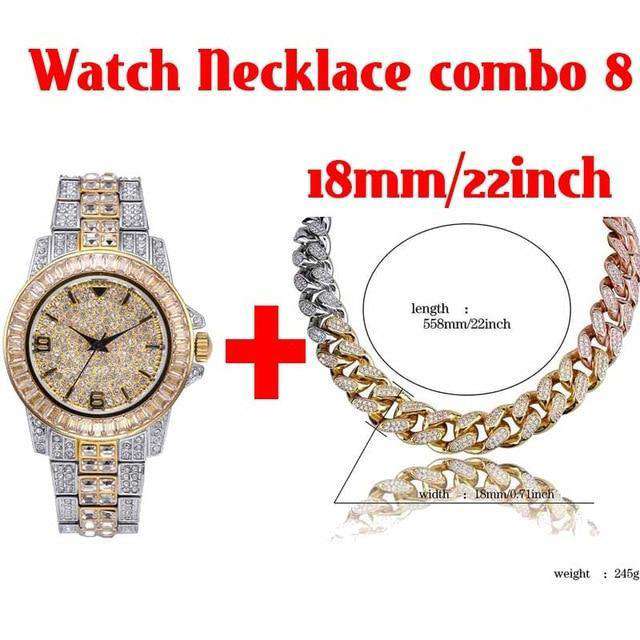 18k Gold Plated Swag and Surf Watch and Chain Combo - Image 12